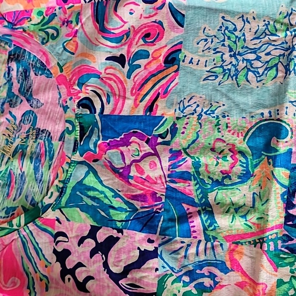 Lilly Pulitzer Etta Scoop-Neck Tee Top Multi Patch To Match - Picture 5 of 9